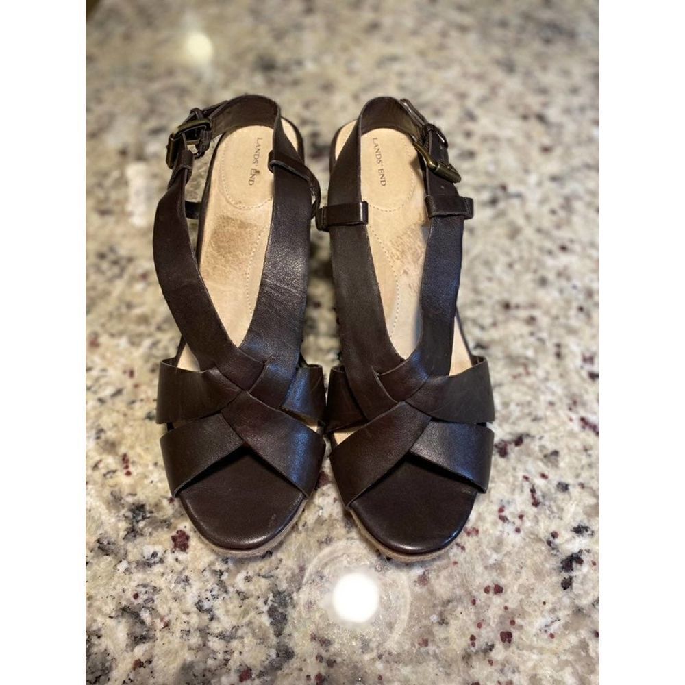Lands End Wedge Sandal Size 9.5